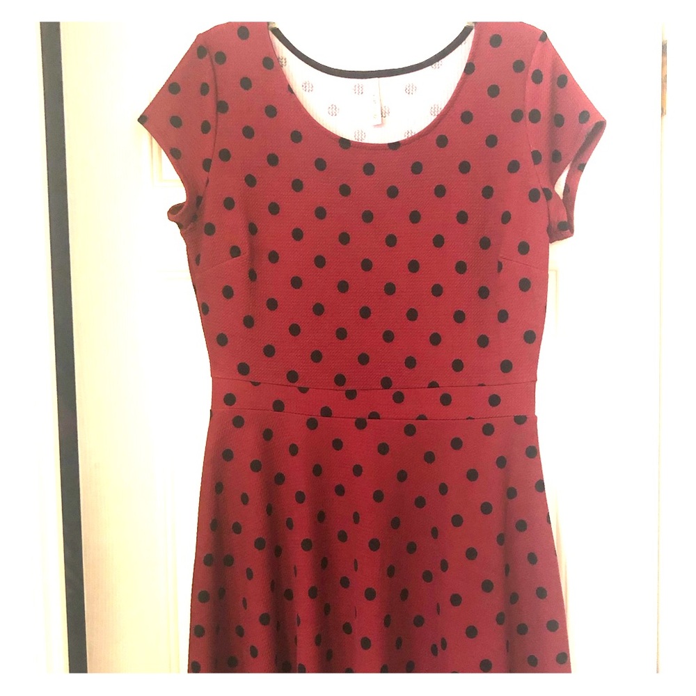 Red and black polka dot dress from ModCloth. Large